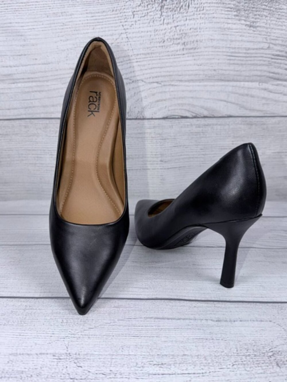 🖤 Nordstrom Rack Paigge Black Leather Pointed Toe Pumps Heels Size 8M